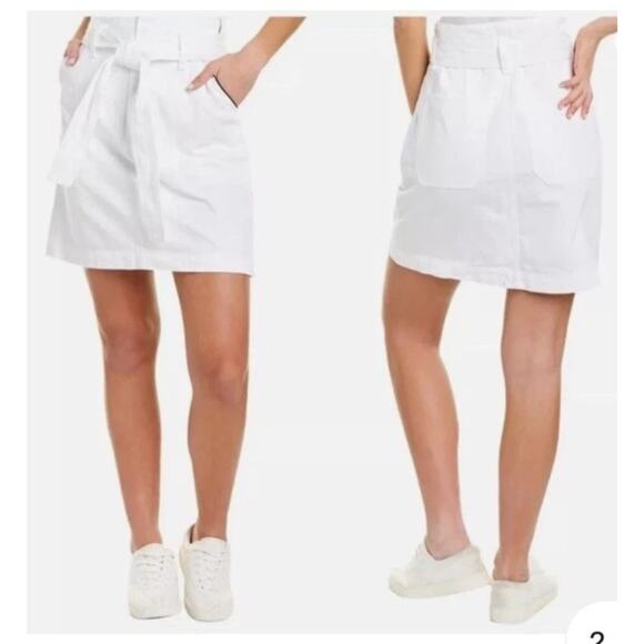Rag & bone Super High-Rise White Denim Mini Skirt with Tie Waist Pockets size 27 - Picture 1 of 8